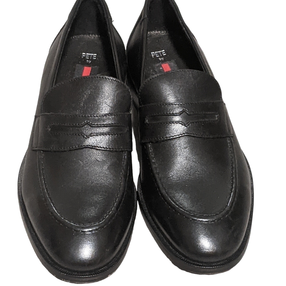 Lloyd of Germany Pete black leather loafer block heel slipper moccasin men's 8